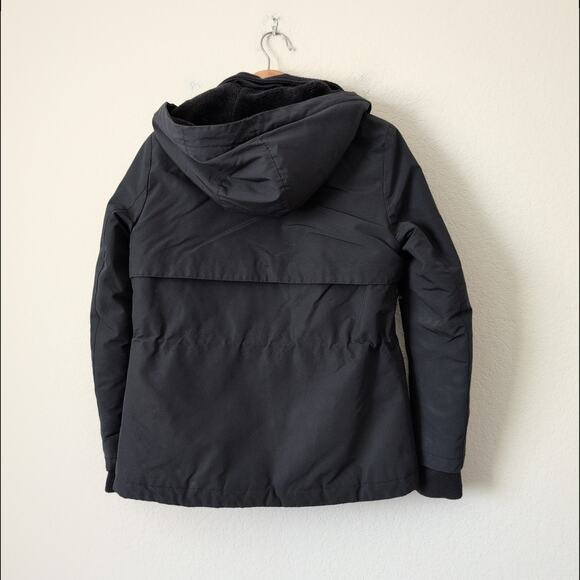 Zara Basic Outerwear Parka Hooded Black Coat with Gold Accents Womens Small - Picture 7 of 10